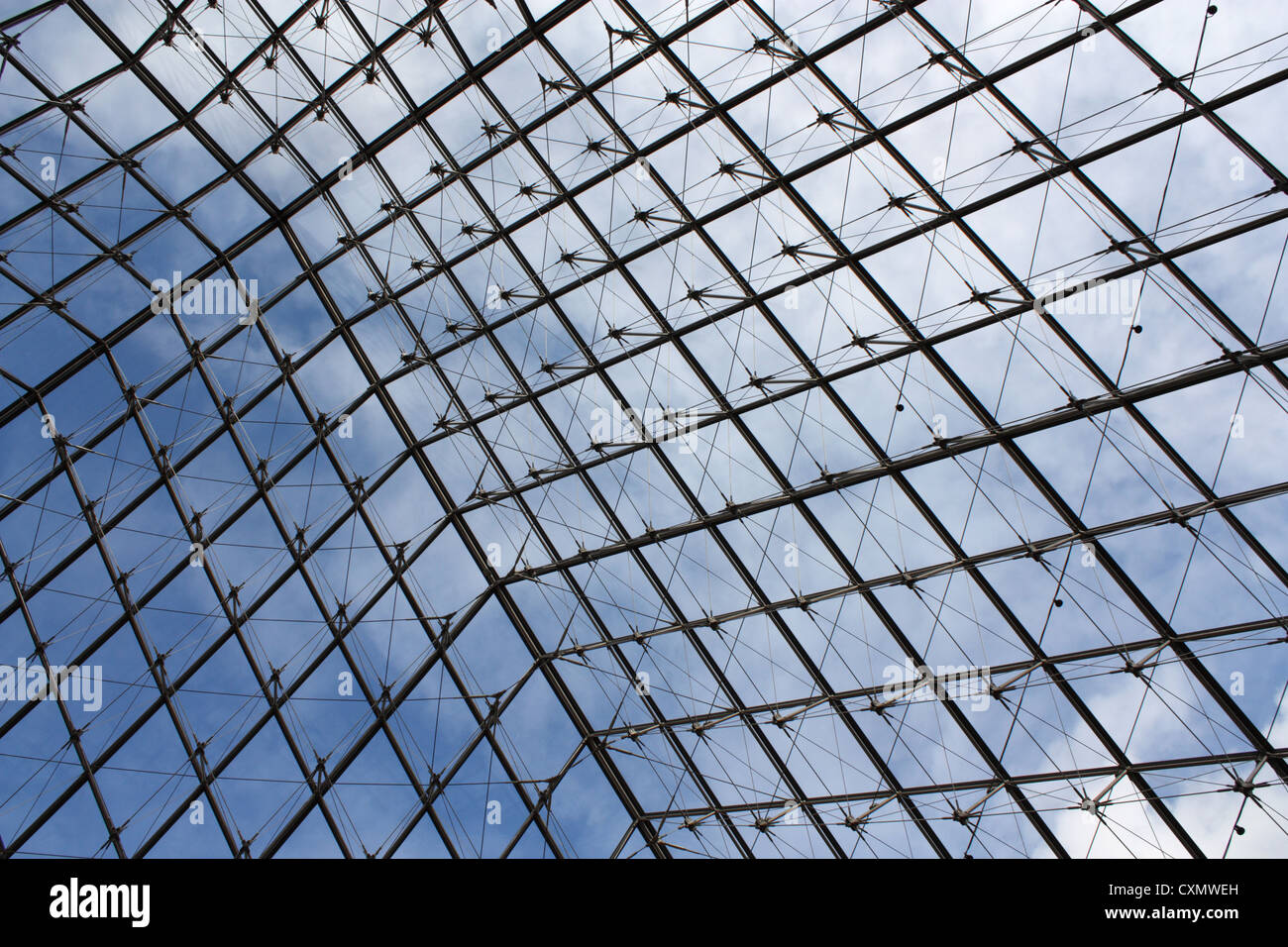 The Pyramid from underneath at Musee du Louvre, Paris Stock Photo Alamy