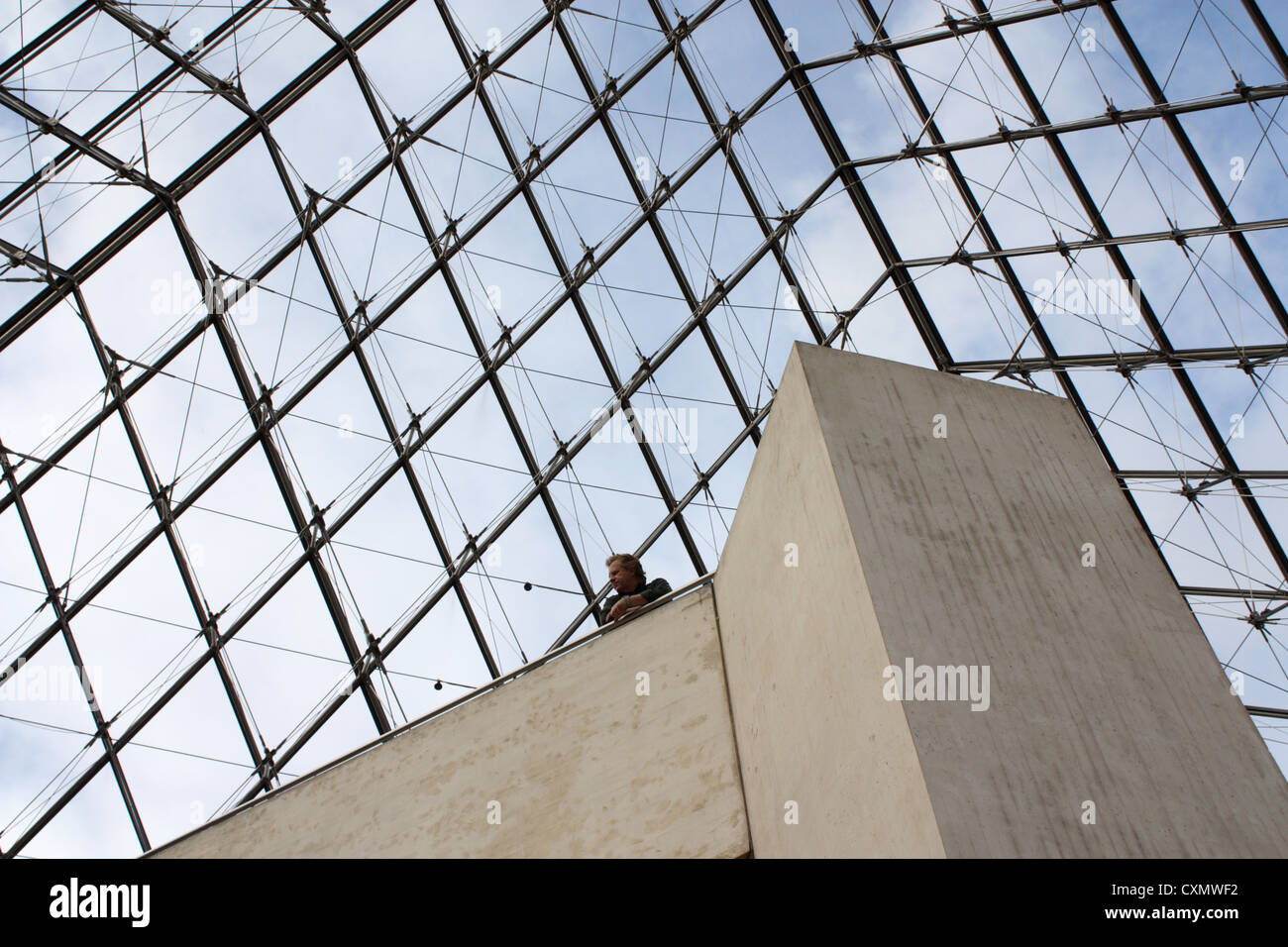 The Pyramid from underneath at Musee du Louvre, Paris Stock Photo Alamy