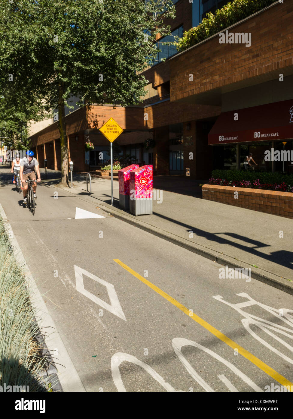 Two-way Bike Lane, Vancouver, Canada Stock Photo