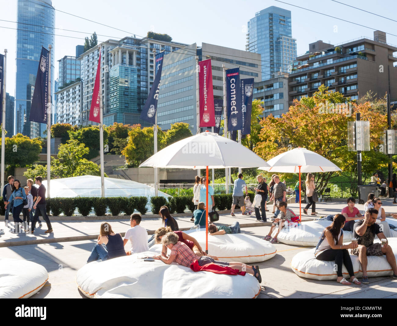 Giant Pillows (aka Pop Rocks) in Robson Square, Vancouver, Canada Stock Photo