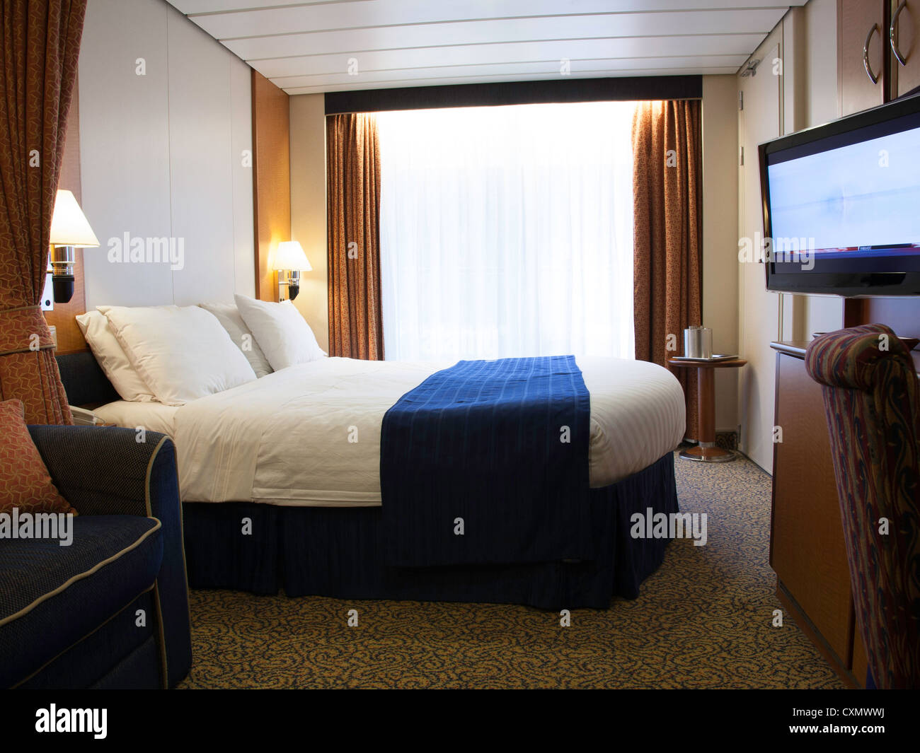 Stateroom Cabin On Radiance Of The Seas Cruise Ship Stock Photo