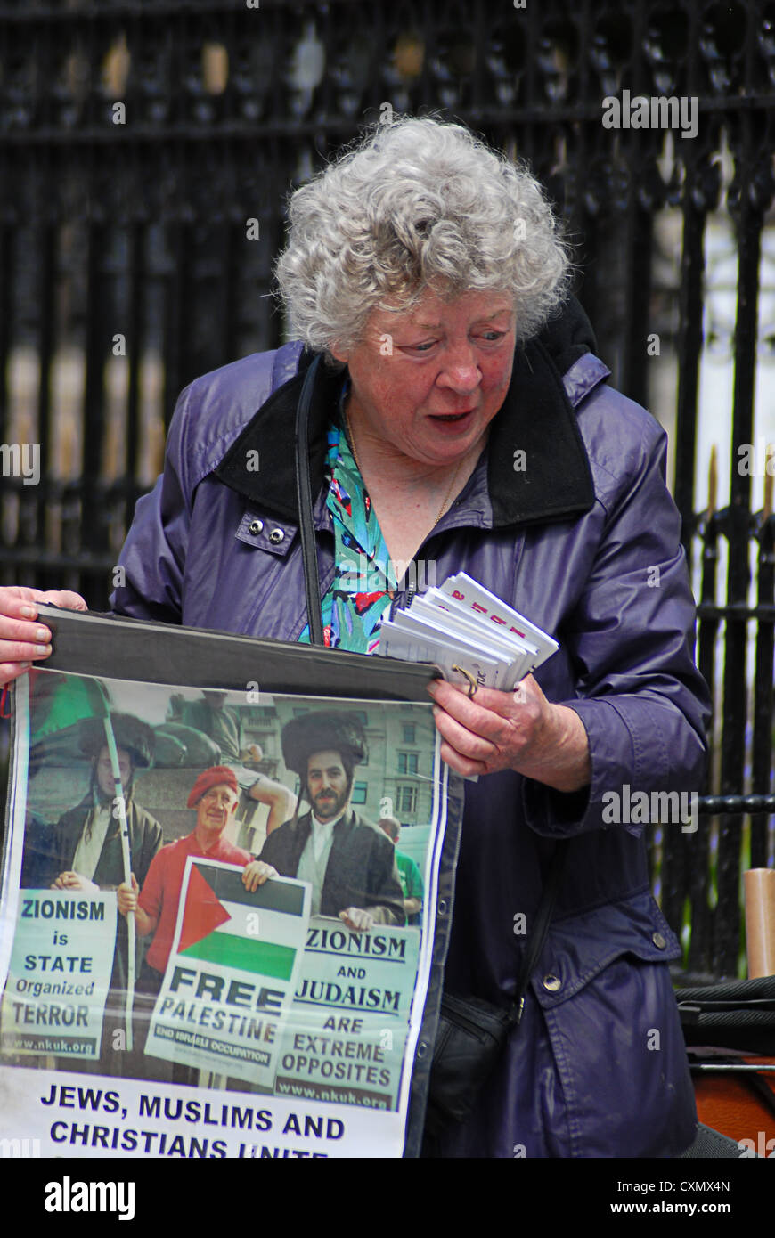 Female protester in cardiff Stock Photo