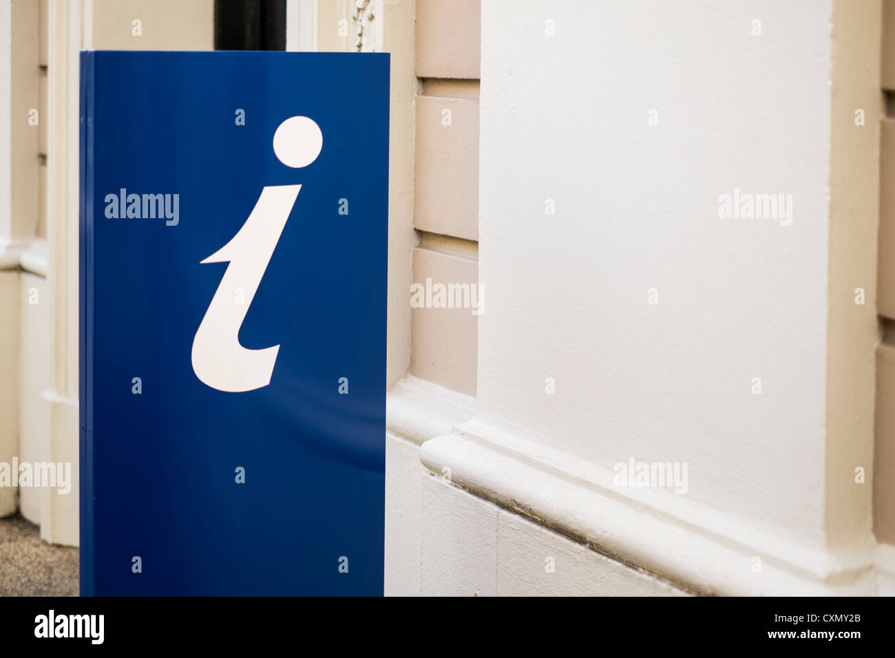 'i' Information Sign on a Blue Background Stock Photo
