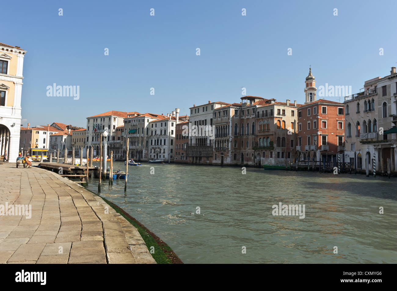Grand Canal by Rialto Bridge, Venice, Italy. Stock Photo