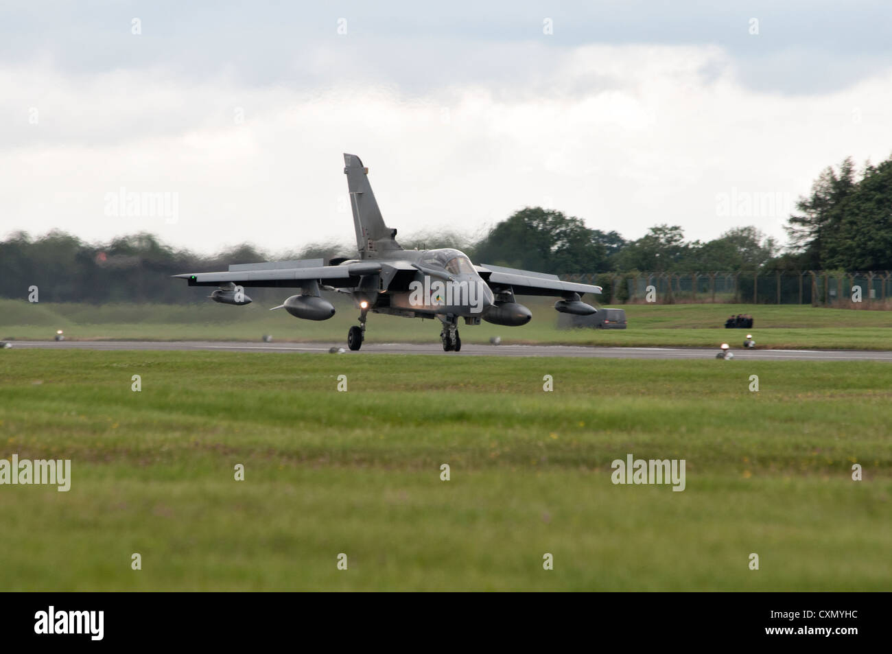 Panavia Tornado GR4A ZA369 / 003  from Royal Air Force 15 Squadron RAF Lossiemouth makes a downwind landing at the 2012 RIAT Stock Photo