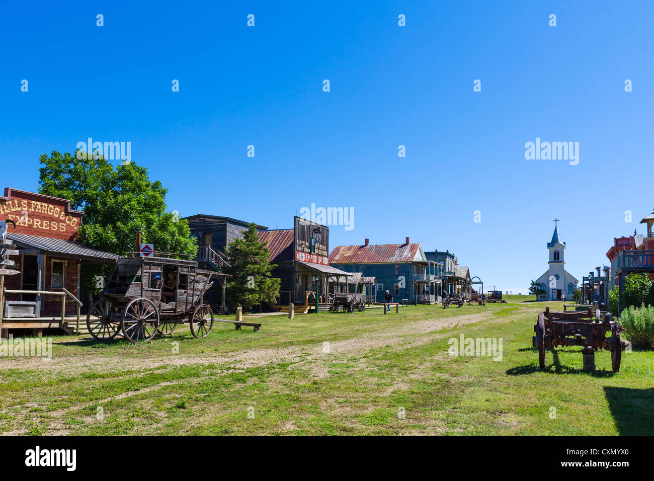 Main Street in '1880 Town' western attraction in Murdo, South Dakota, USA Stock Photo