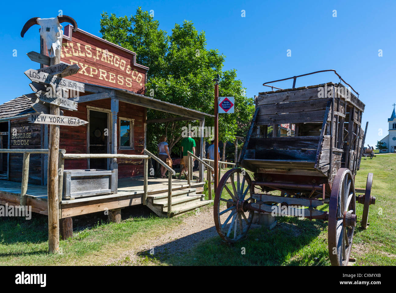 Wells Fargo office on Main Street in '1880 Town' western attraction in Murdo, South Dakota, USA Stock Photo