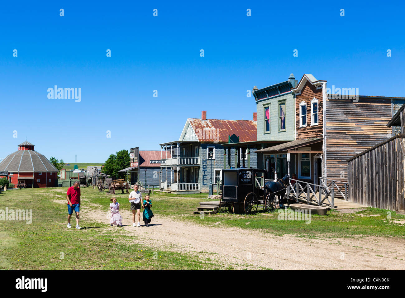 Main Street in '1880 Town' western attraction in Murdo, South Dakota, USA Stock Photo