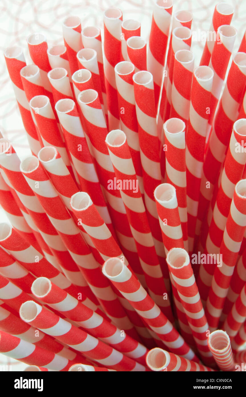 Red and White Straws Stock Photo