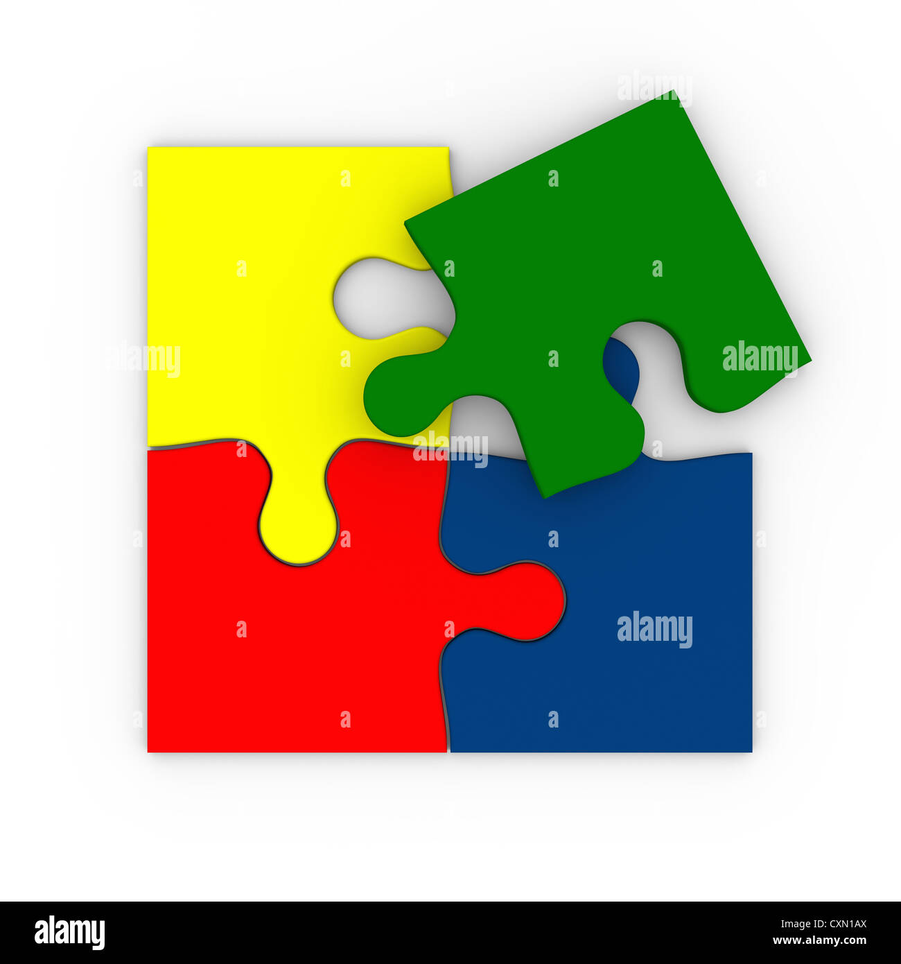 Illustration of four colorful puzzle pieces isolated on white ...