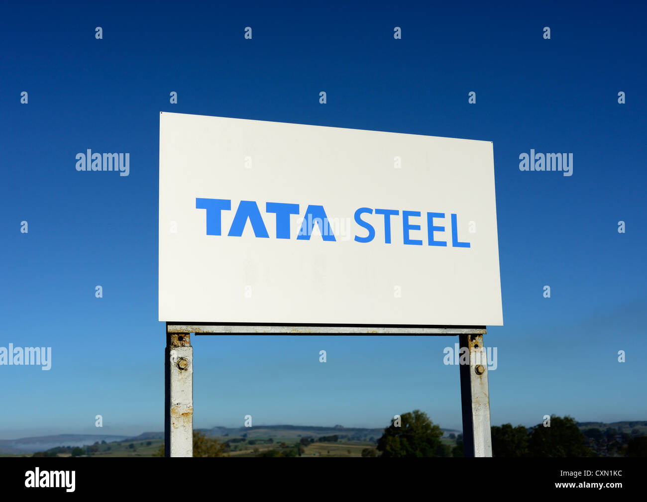 Tata Steel works sign logo Stock Photo - Alamy