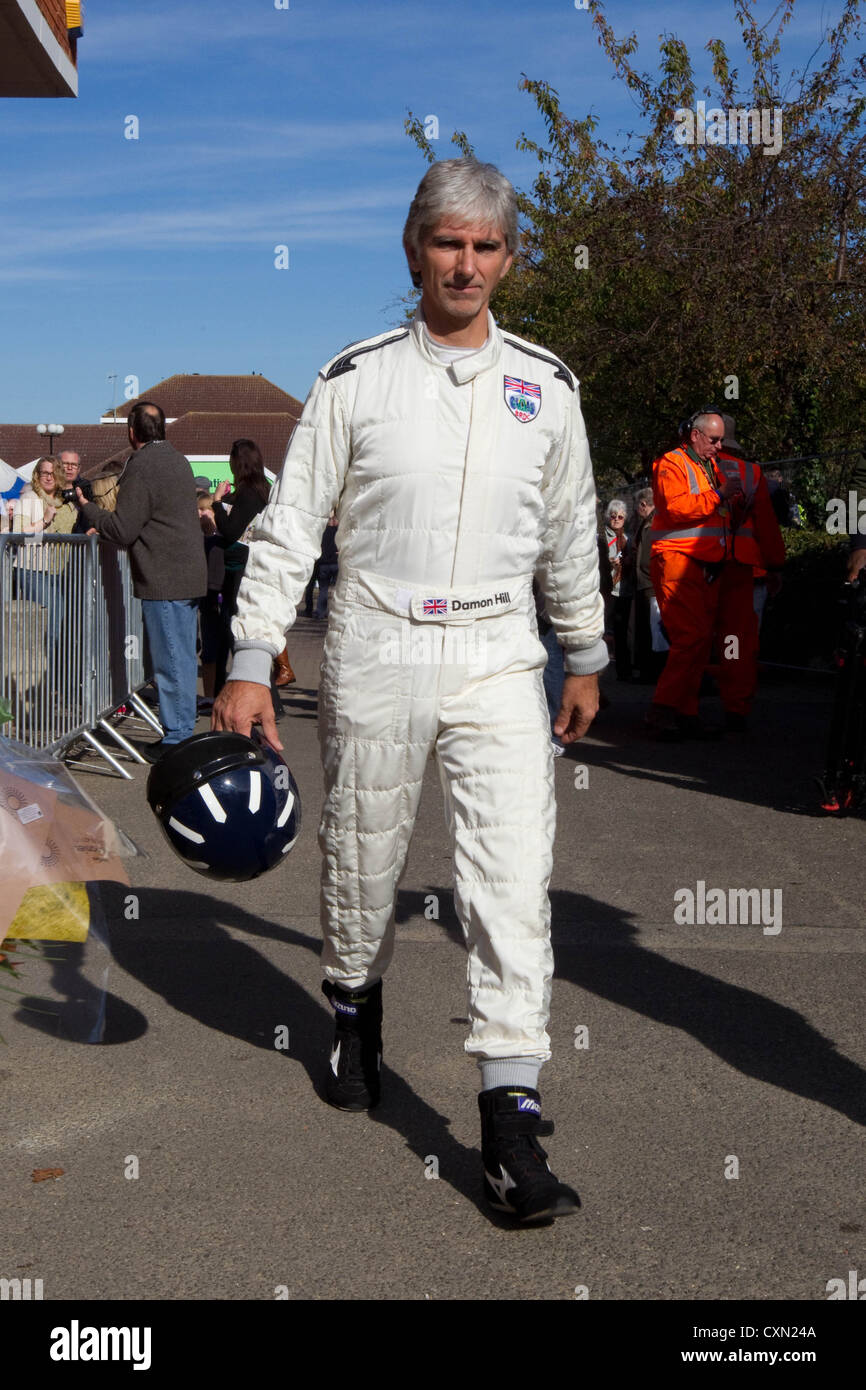 Damon Hill attends the BRM day in the market town of Bourne,Lincolnshire Stock Photo