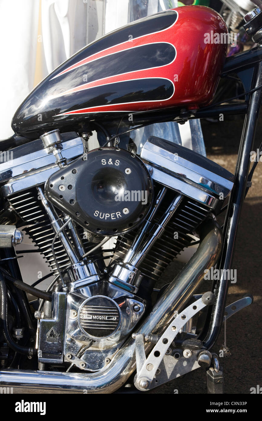 Chopper motorcycle at a show in Gloucestershire England Stock Photo Alamy
