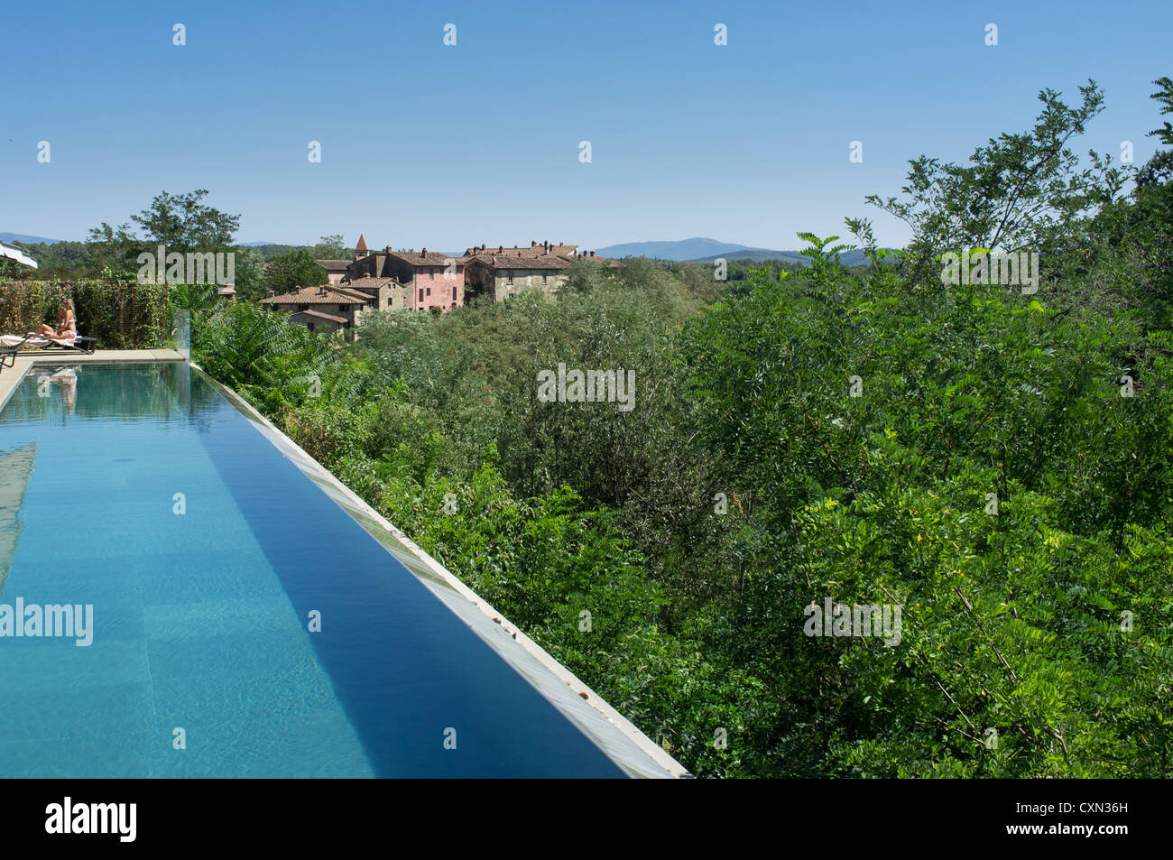 Il Borro, agristurismo in San Giustino Valdarno, Tuscany, Italy, the infinity pool Stock Photo