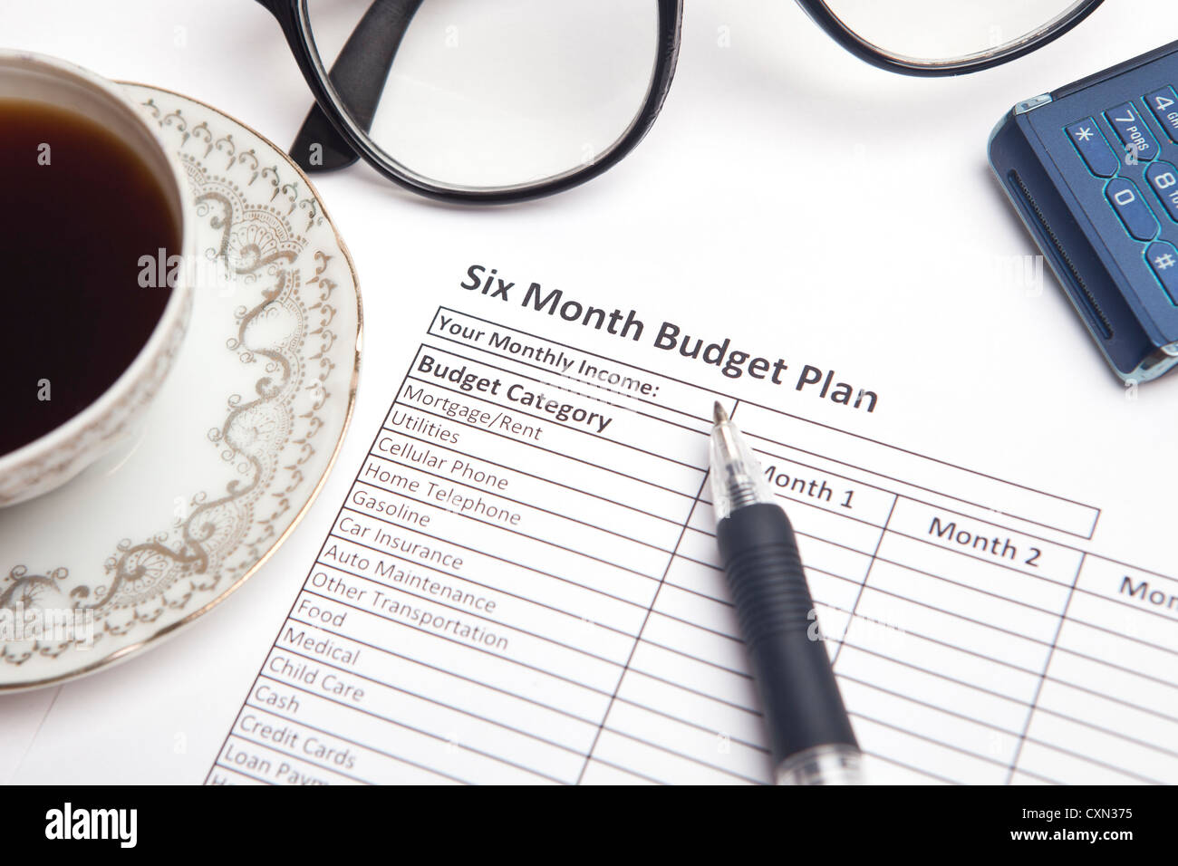 Six Month Budget Plan Stock Photo