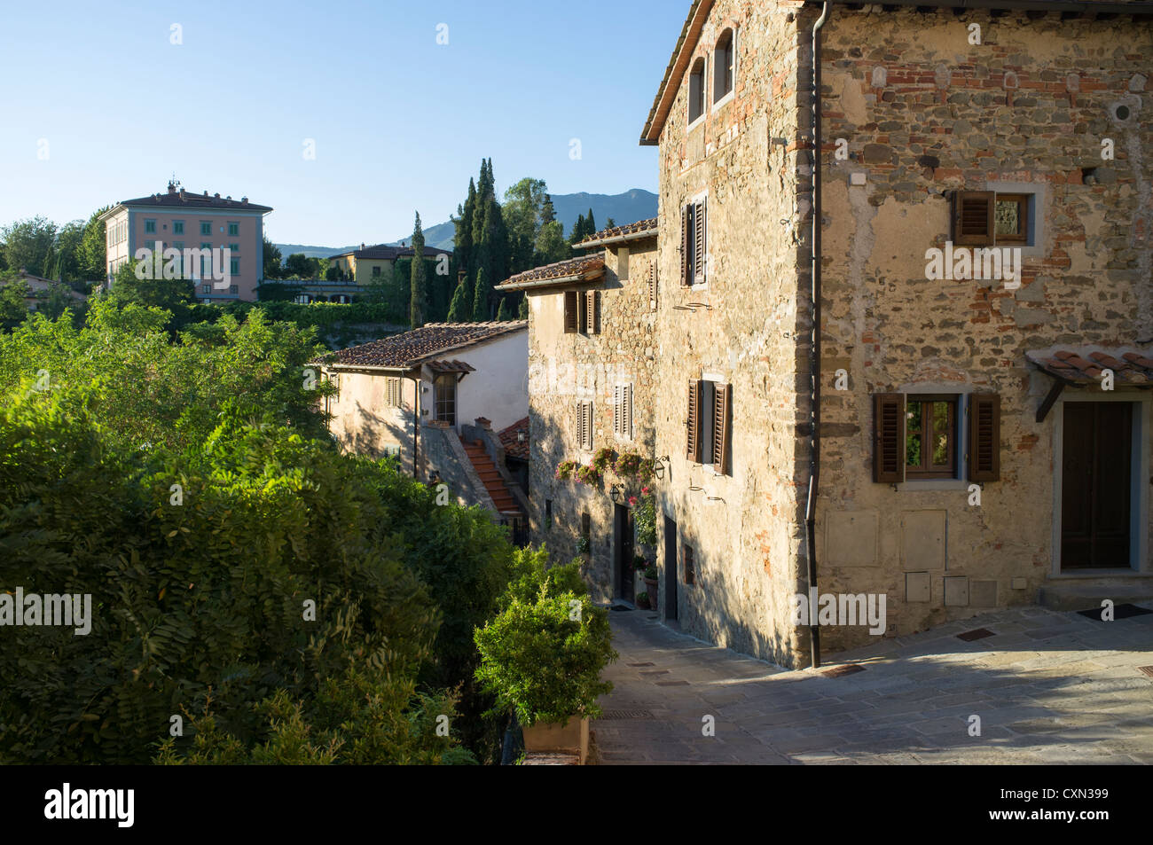 Il Borro, agristurismo in San Giustino Valdarno, Tuscany, Italy, view of the medieval village Stock Photo