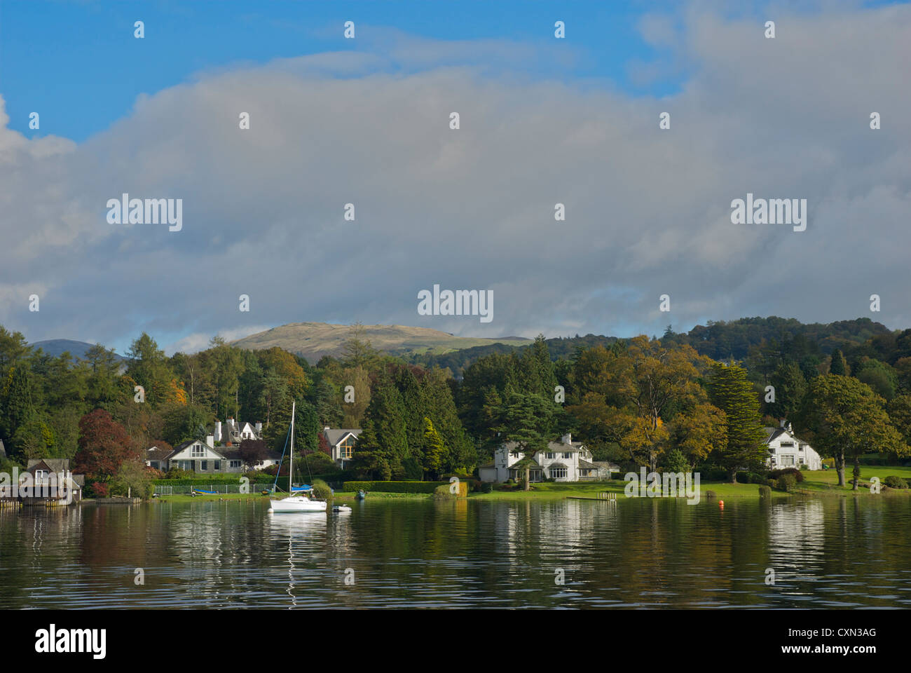 Luxury houses on the shore of Lake Windermere, Lake District National