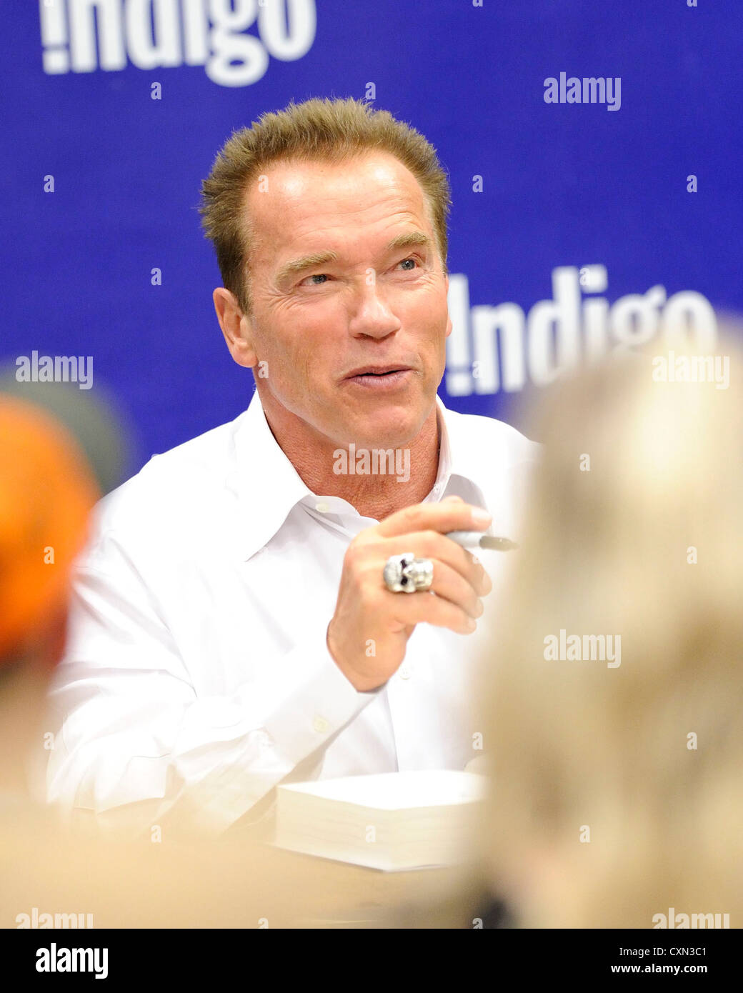 Actor and former California Governor Arnold Schwarzenegger stops at