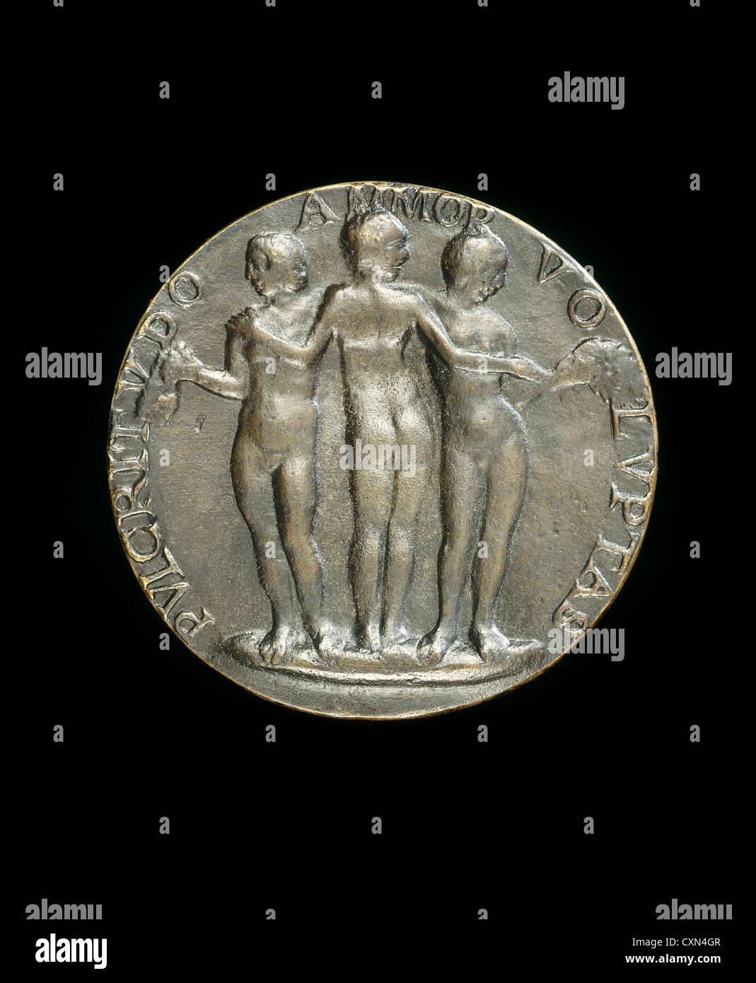 Style of Niccolò Fiorentino, The Three Graces [reverse], c. 1484/1485, bronze//Late cast Stock Photo