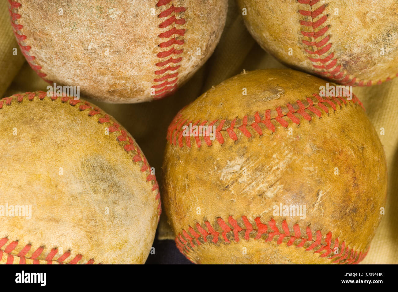 antique baseballs on vintage patriotic bunting Stock Photo Alamy