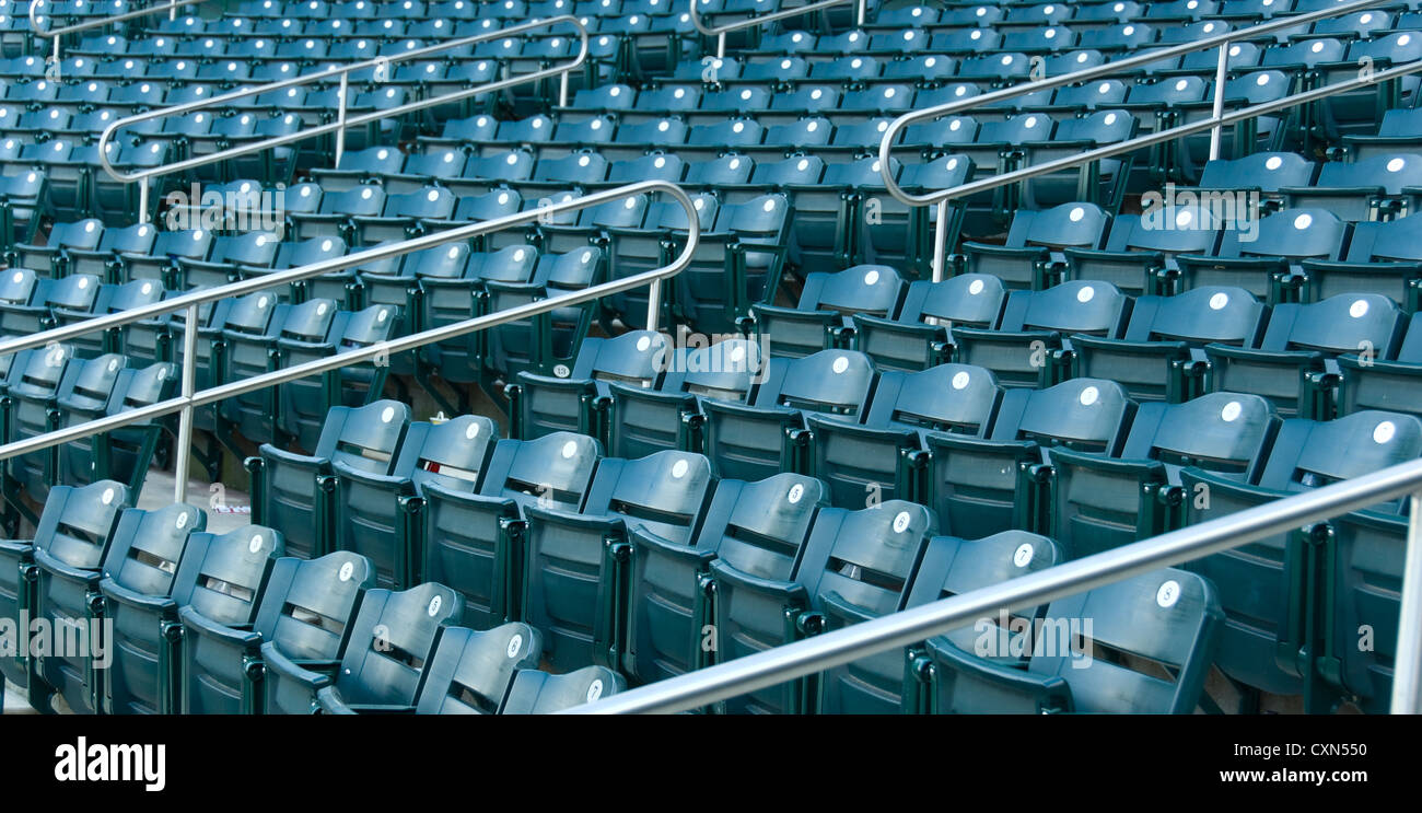 Empty green stadium or arena seats Stock Photo