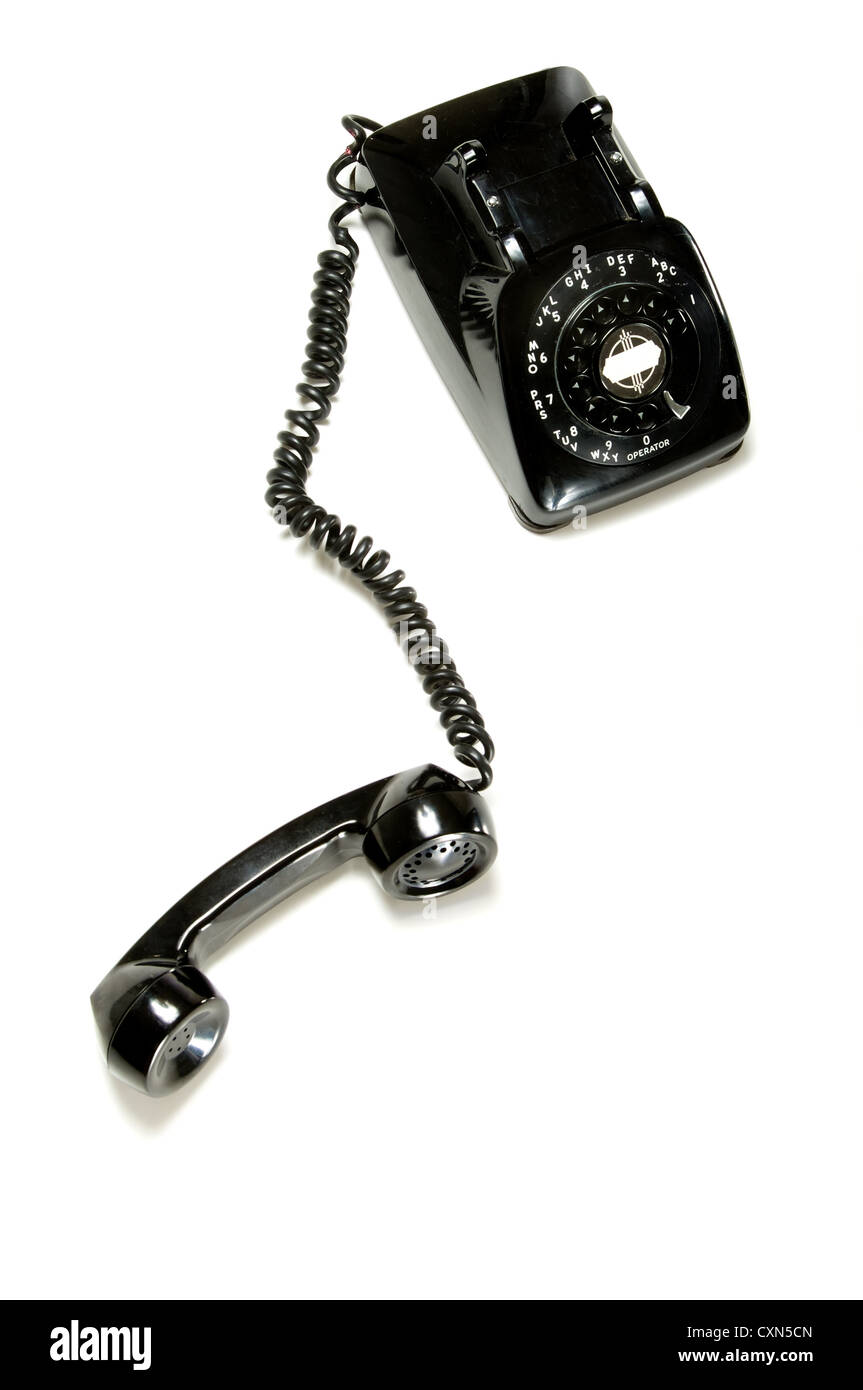Vintage black desk telephone from the 1950's Stock Photo