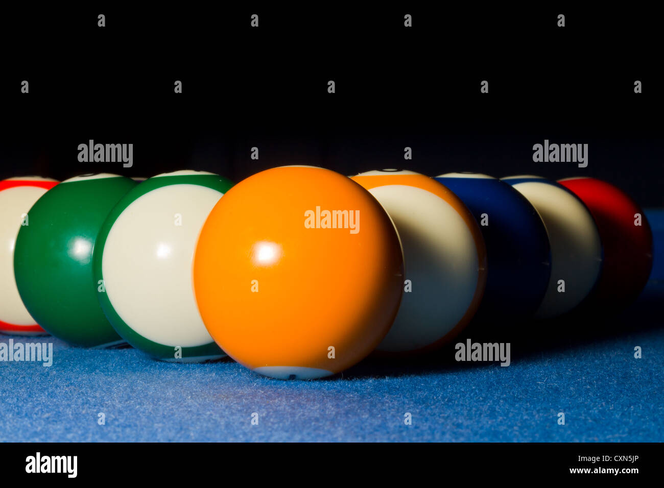 Pool balls ready for break Stock Photo Alamy