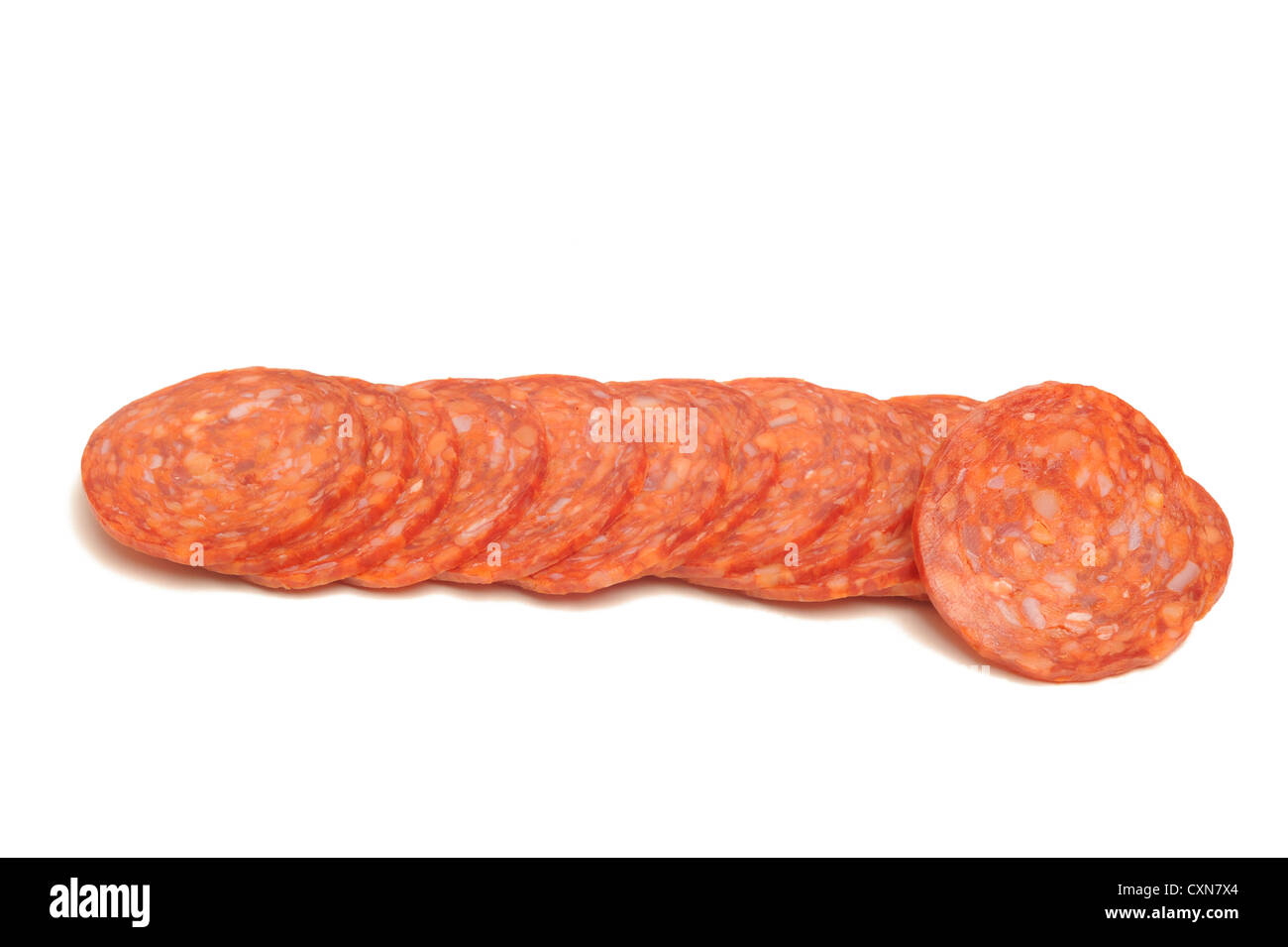 pepperoni slices isolated on a white background Stock Photo Alamy