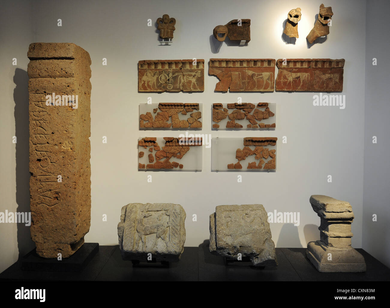 Etruscan Art. The Prince's Buildings. Archaeological remains. 750-500 BC. Ny Carlsberg Glyptotek. Denmark. Stock Photo