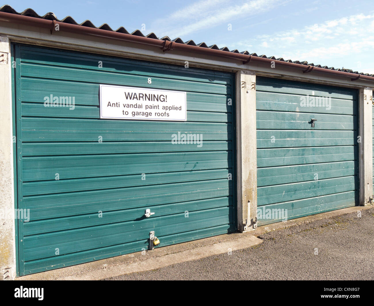 Anti vandal paint applied to council garage roofs Stock Photo Alamy
