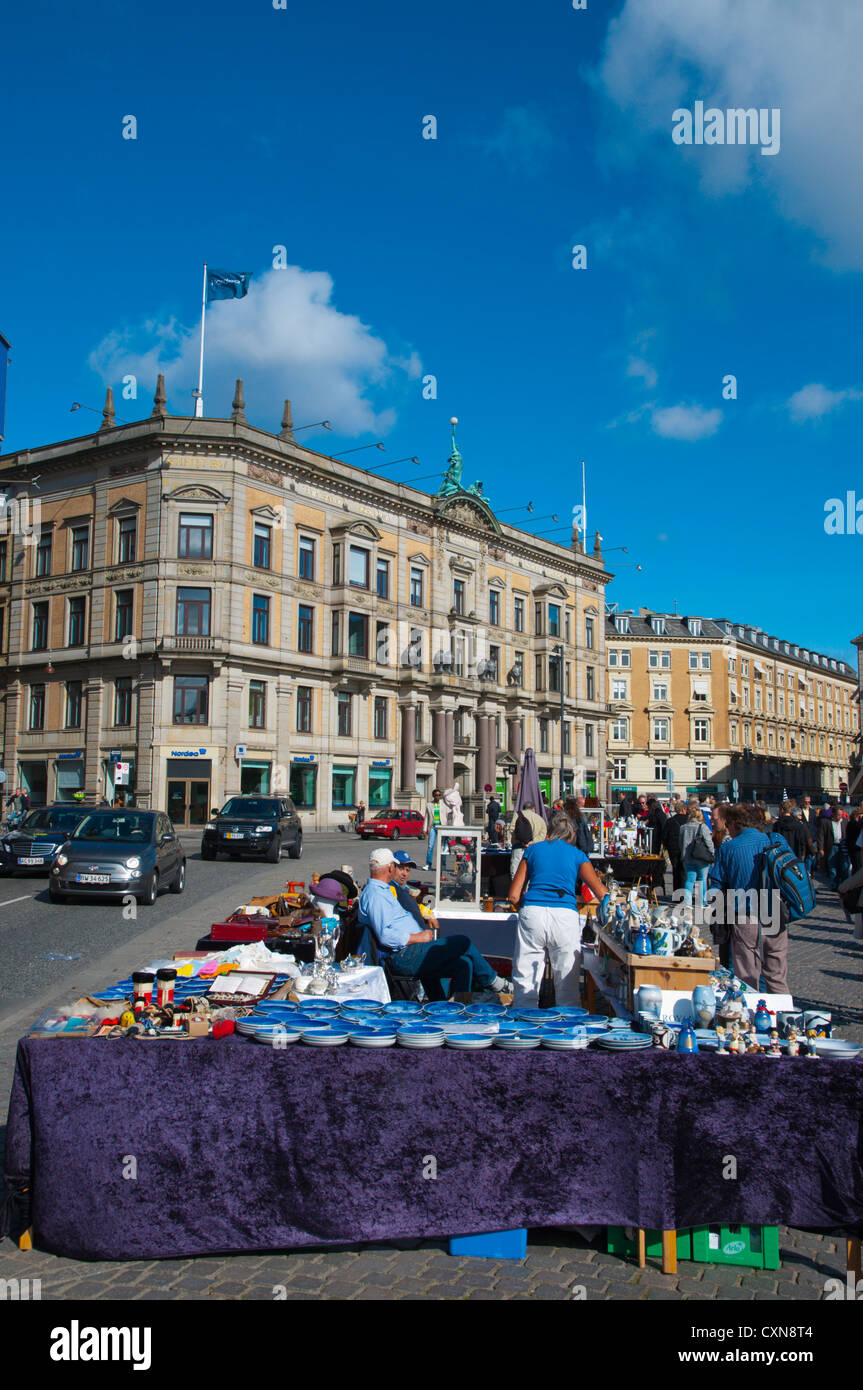 Antiques market at Kongens nytorv square central Copenhagen Denmark