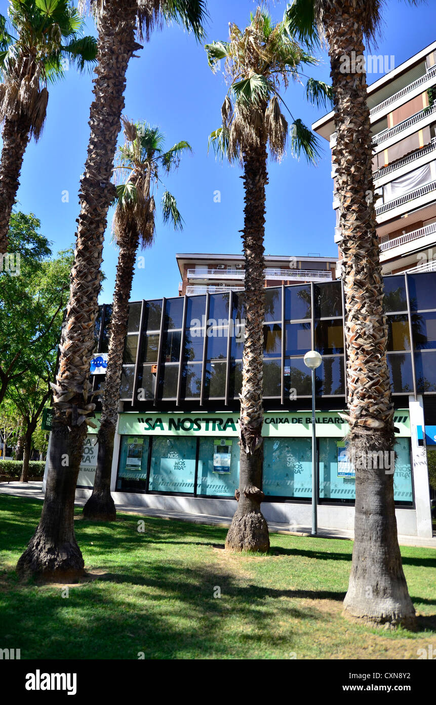 Office of Caixa de Balears Sa Nostra bank in Avinguda Tarradellas of Barcelona Stock Photo