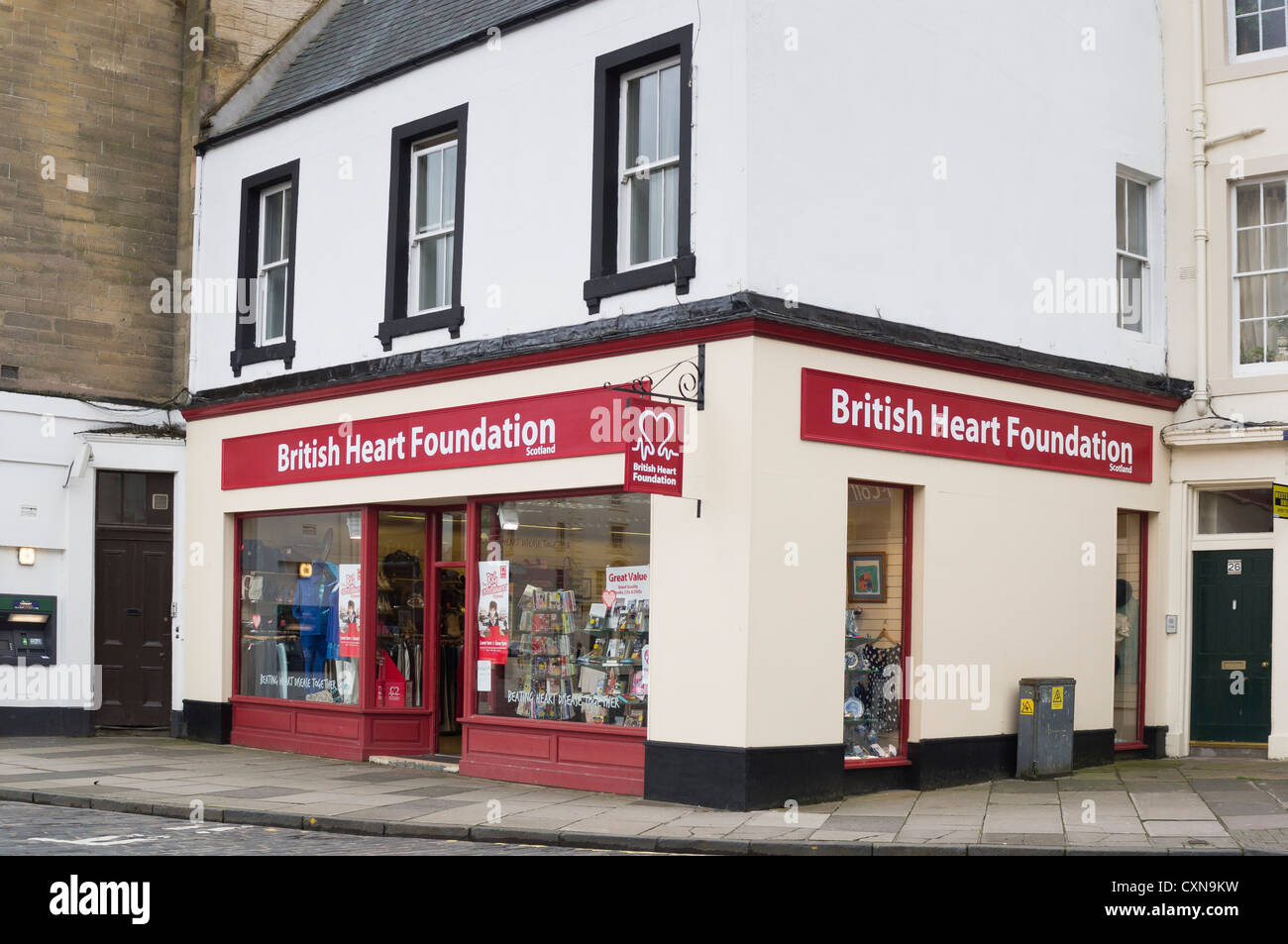 British Heart Foundation typical small town charity shop in Kelso