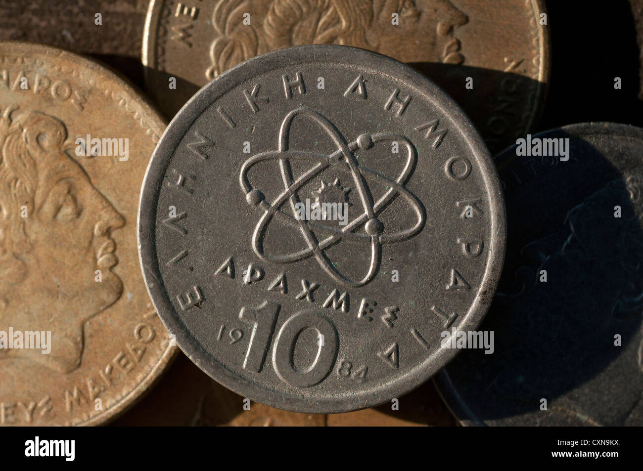Greek Drachma Coins Greece Stock Photo Alamy