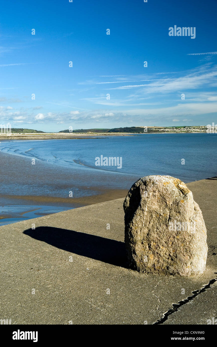 view of glamorgan coast from quayside in porthcawl south wales uk Stock Photo