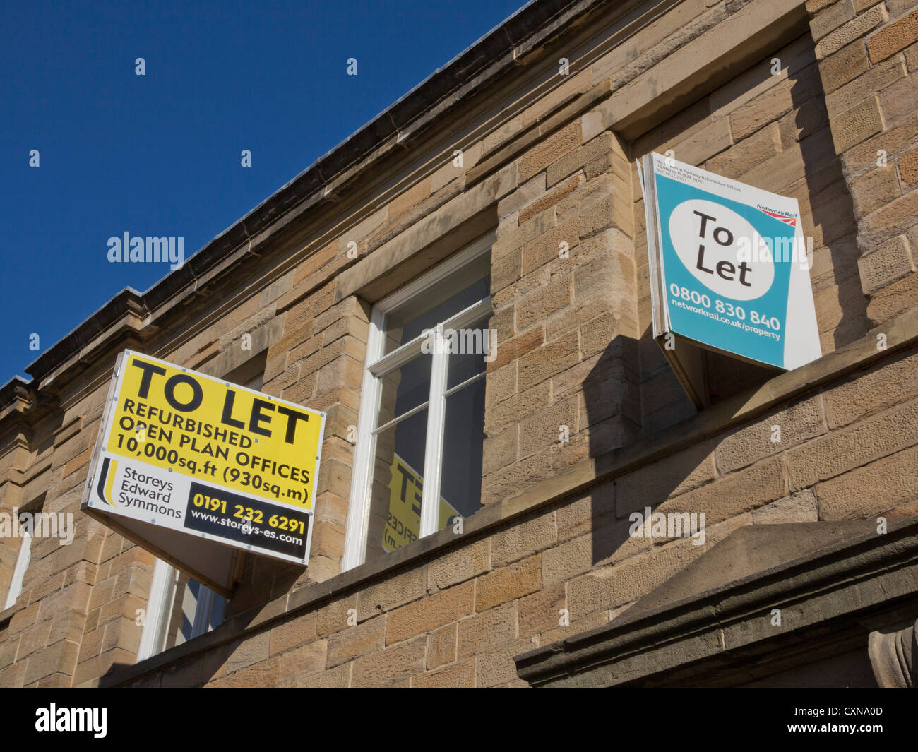 Empty shops to let due to recession in NewcastleuponTyne, England, UK