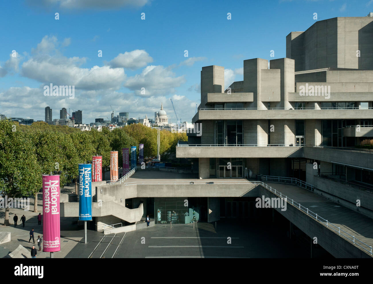 National Theatre, London, showing St Paul's Cathedral and City of London, UK Stock Photo