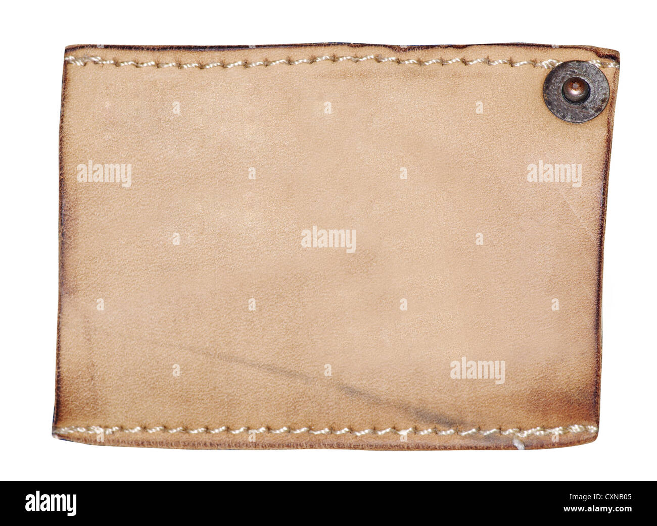 Highly detailed closeup of blank grungy leather label Stock Photo