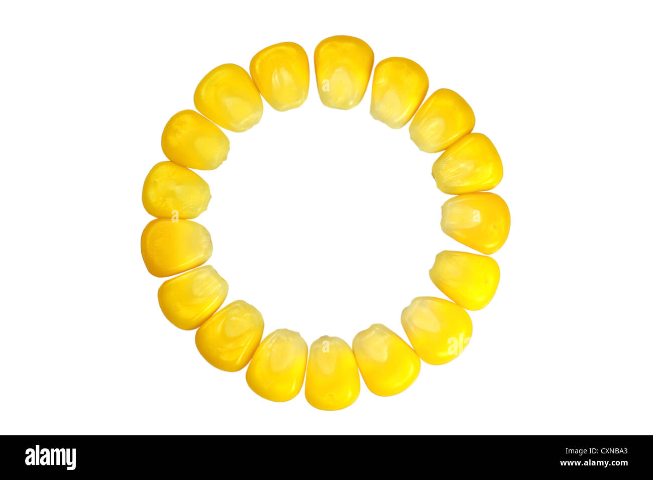 Corn seed arranged into a circle shape Stock Photo