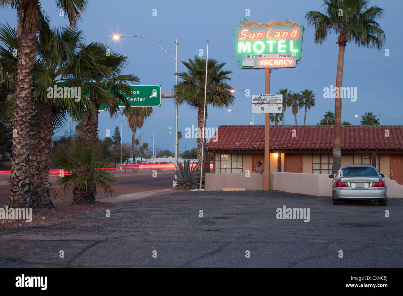 Motel signs along the old Miracle Mile, Tucson, Arizona. Stock Photo