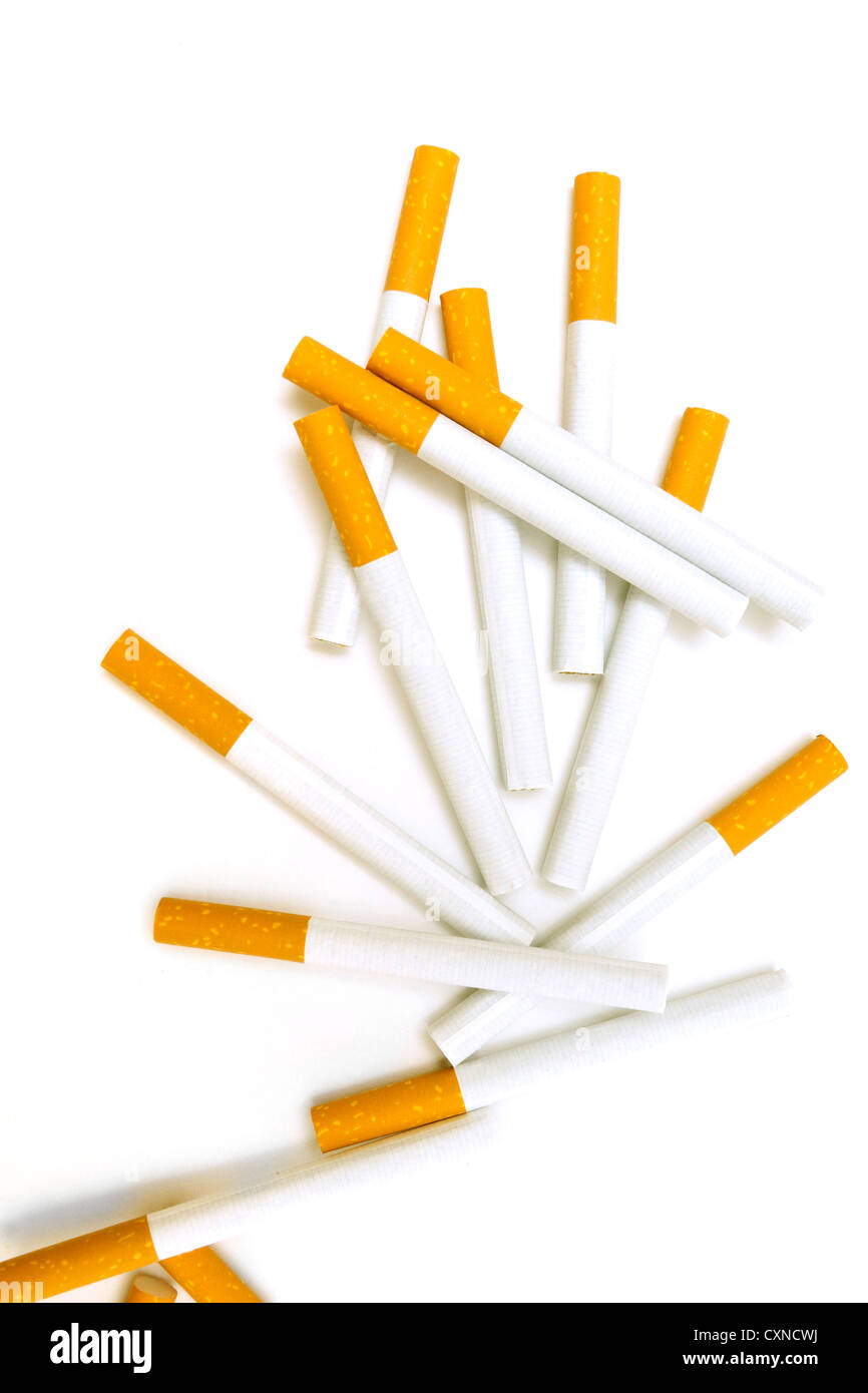 bunch of cigarettes scattered Stock Photo