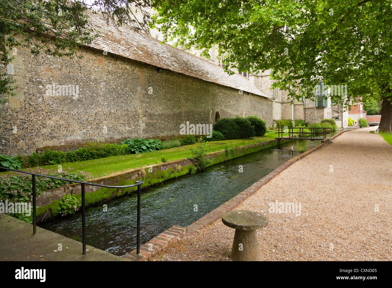 river running through Wardens garden winchester college Stock Photo Alamy