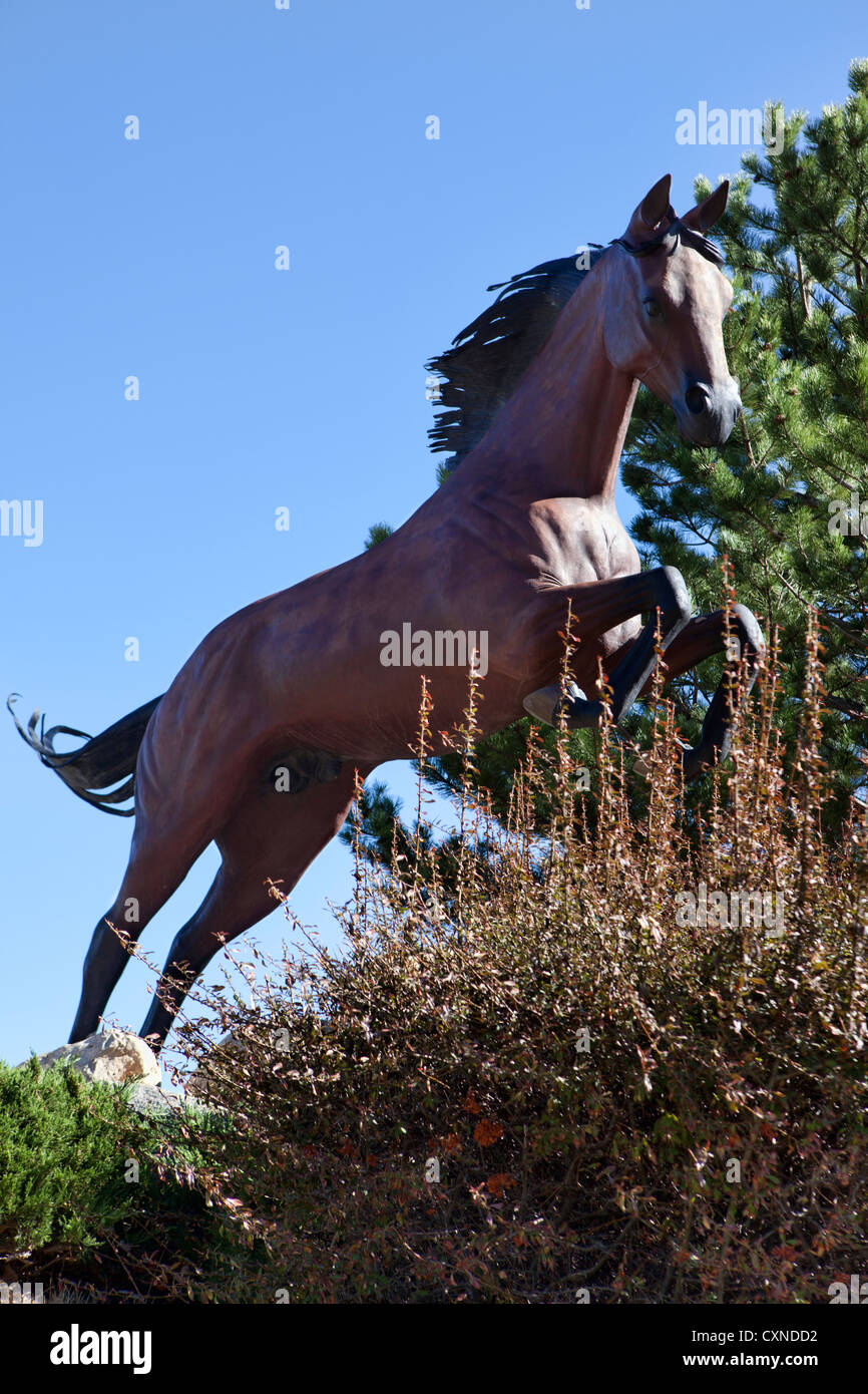 Hubbard Museum outdoor horse statues display, New Mexico Stock Photo