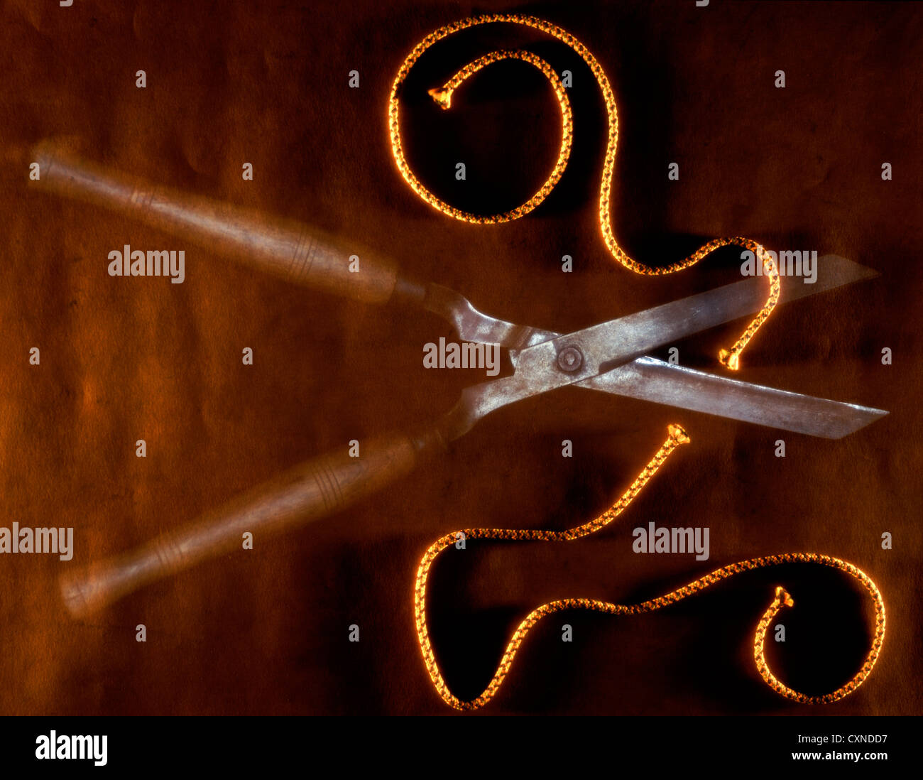 Old Garden Shears cutting Rope Stock Photo - Alamy