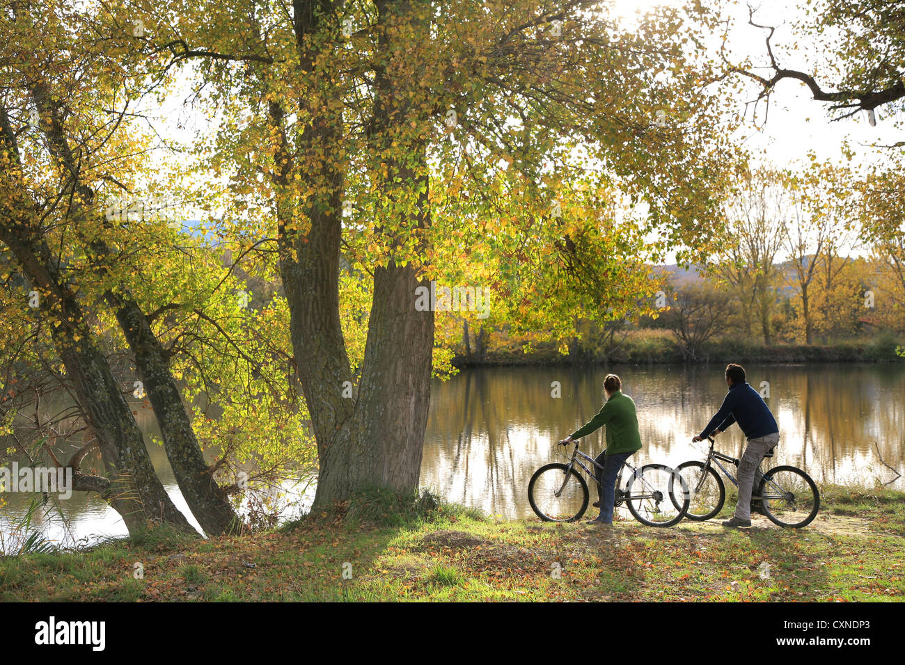 Autumn colors, Cycling in Rioja wine region, Spain, Europe, Stock Photo