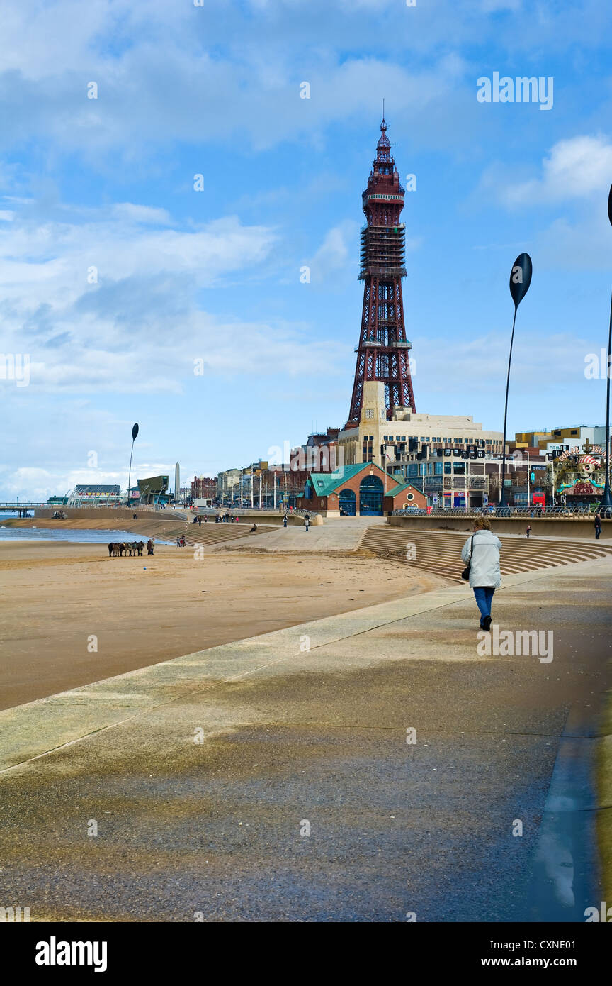 Blackpool's newly re-vamped promenade. Stock Photo