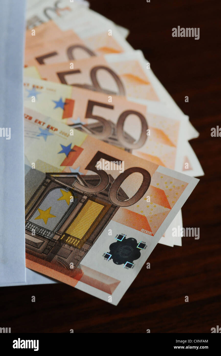 Close-up of fifty Euro banknotes Stock Photo