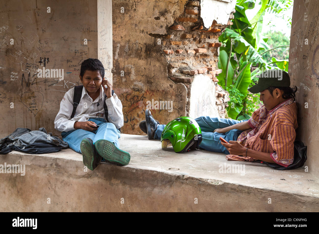 Street Life in the Old Town of Yogyakarta in Indonesia Stock Photo