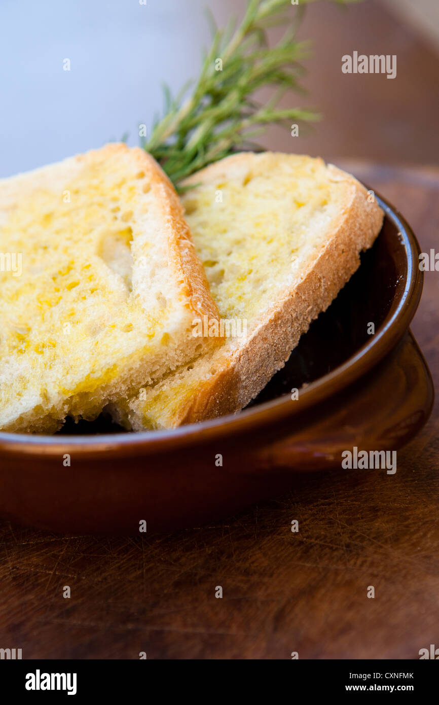 bread with salt and olive oil Stock Photo