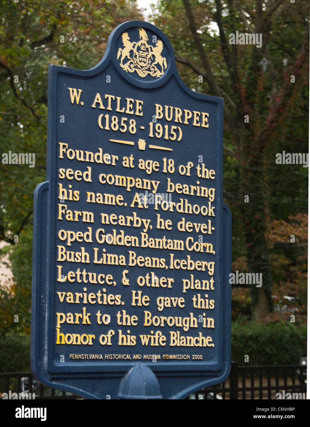 W Atlee Burpee farm near Doylestown PA Stock Photo